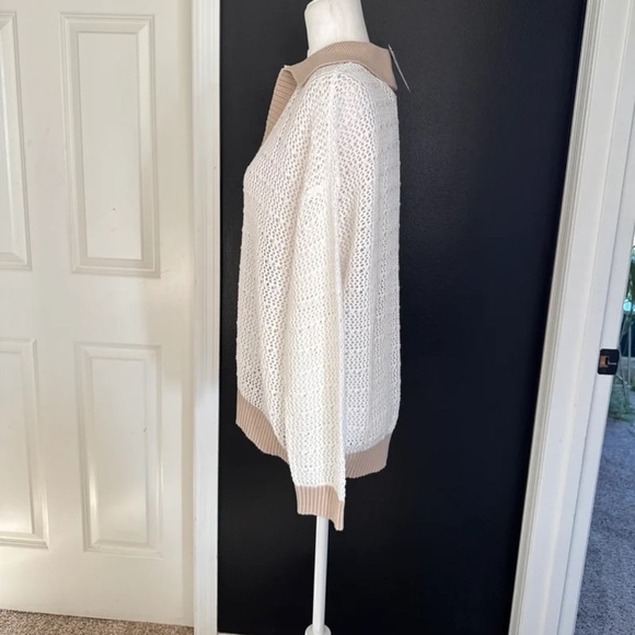 NWT TORRID Collared Pullover Sweater Ivory with Beige/Tan
size 0 or Large - Picture 9 of 12